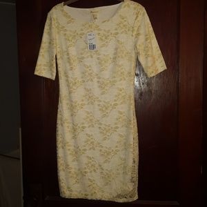 White & gold lace dress